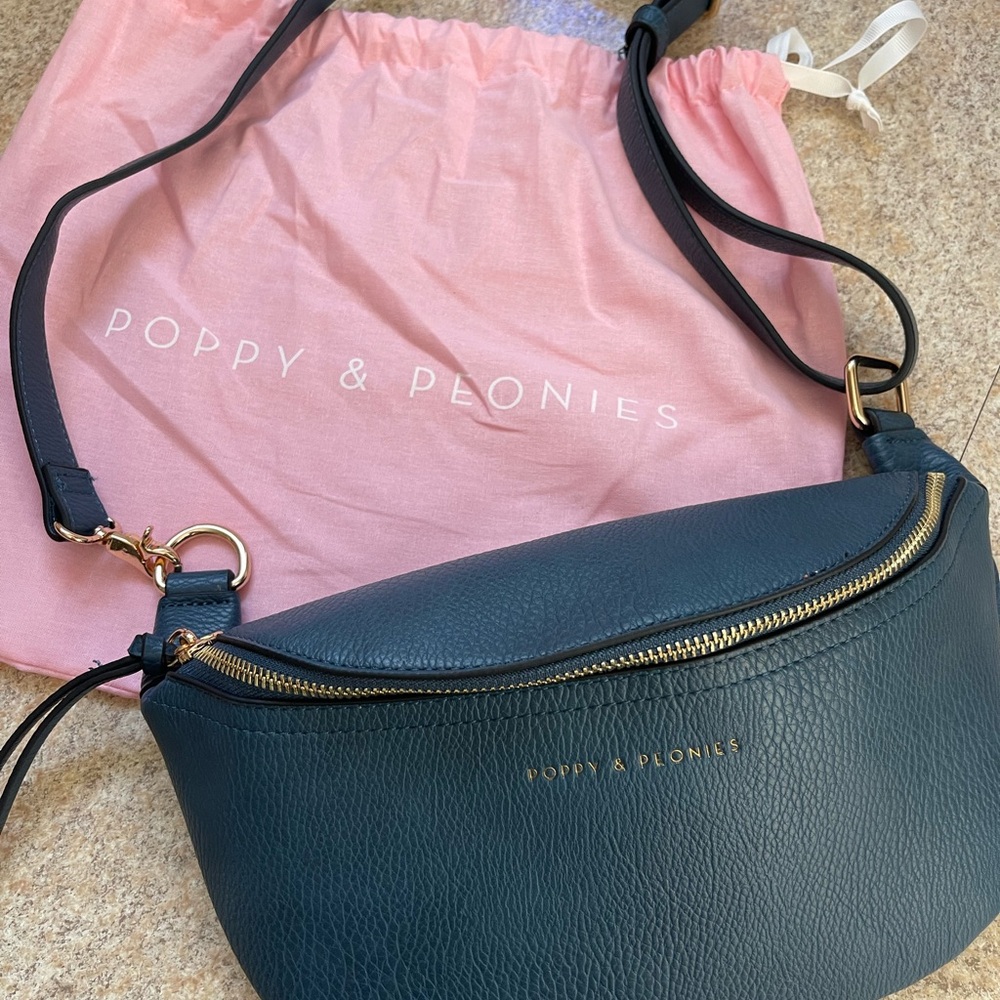 Poppy & Peonies Navy Crossbody Bag